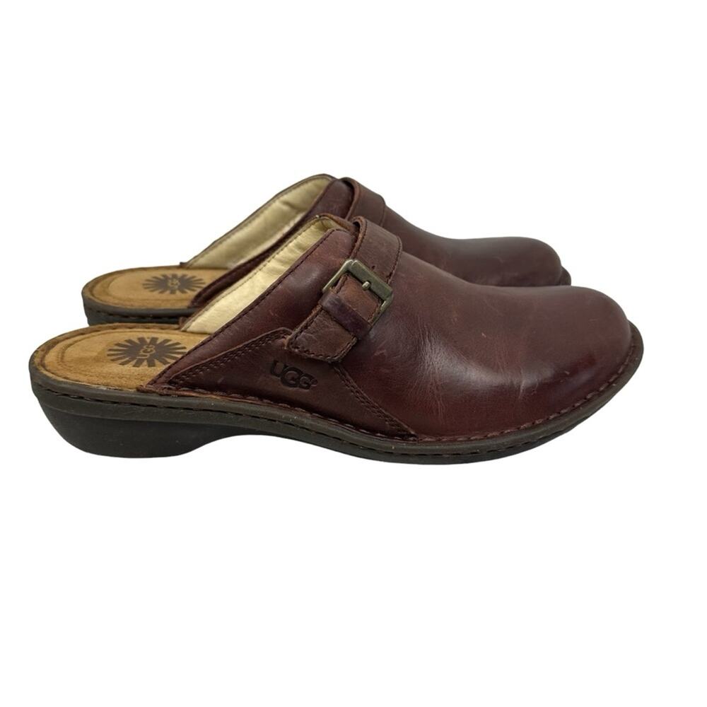 UGG Australia Women's  Sz 10 Livia Leather Brow Sheepskin Clogs
